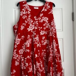 LC Lauren Conrad Red and White Floral Kids Dress